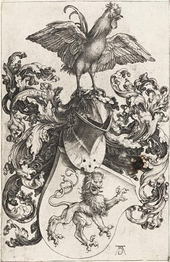 ALBRECHT DÜRER Coat-of-Arms with a Lion and a Cock.                                                                                              